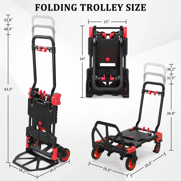 150kg 2-in-1 luggage trolley red