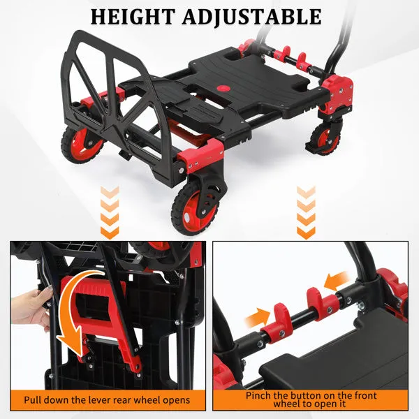 150kg 2-in-1 luggage trolley red