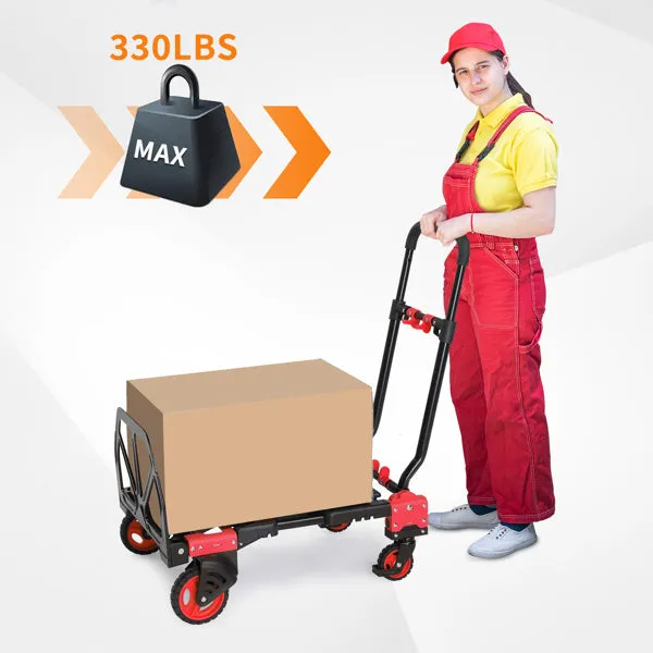 150kg 2-in-1 luggage trolley red