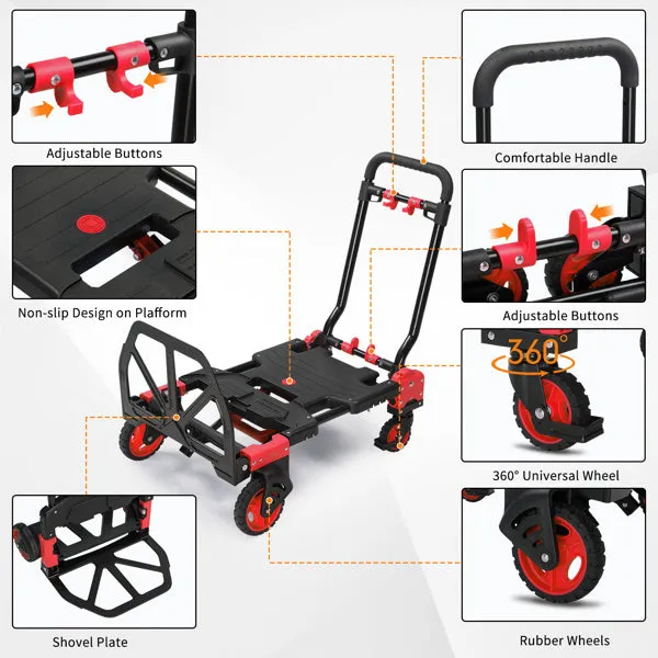 150kg 2-in-1 luggage trolley red