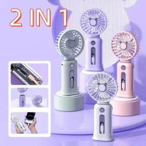 2-in-1 Handheld Fan Fast Charging Power Supply Portable Handheld Small Fan Desktop Silent Mini Fan For Home