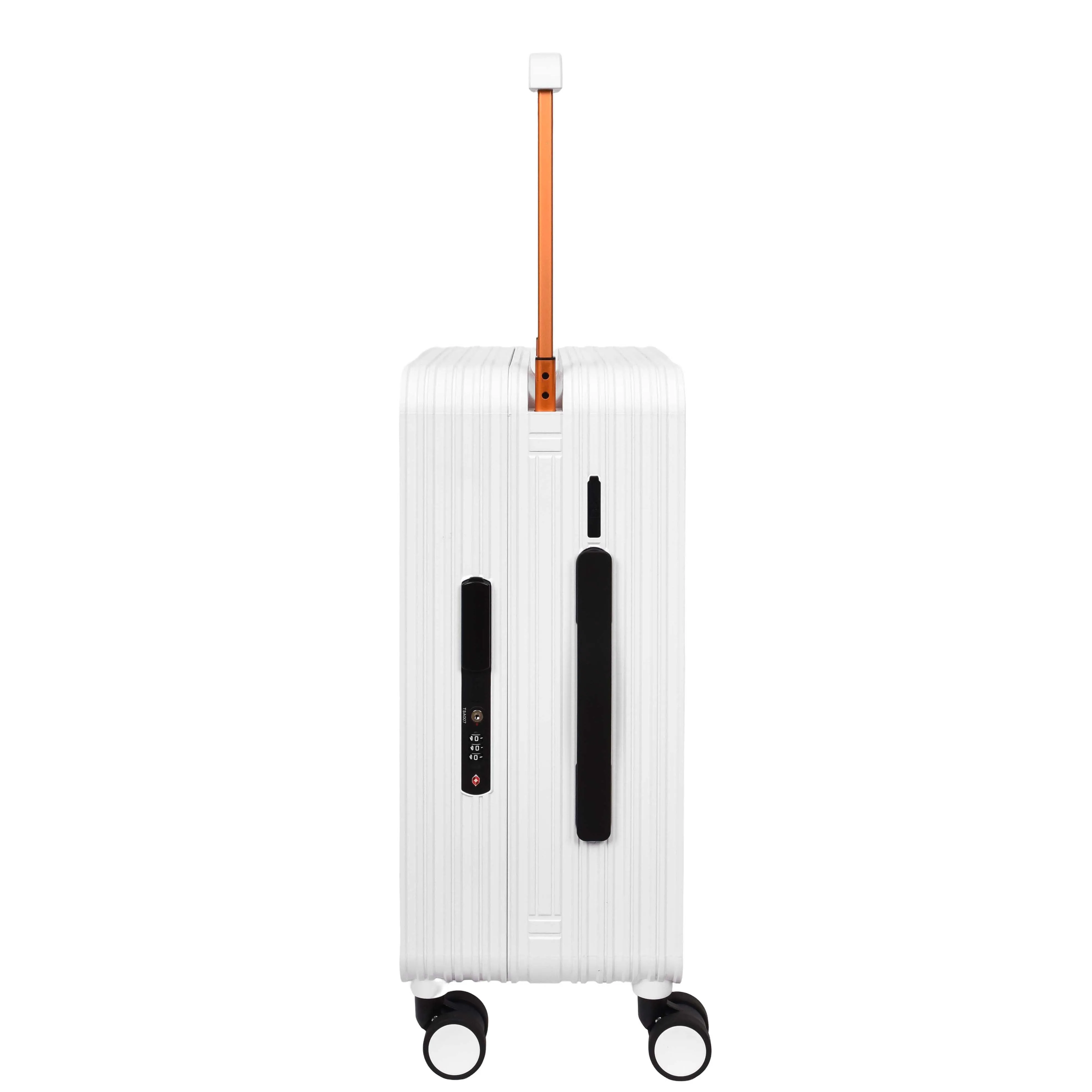 20" Cabin Size USB Port Suitcase Four Wheels Hard Shell Smart Luggage Expedition White