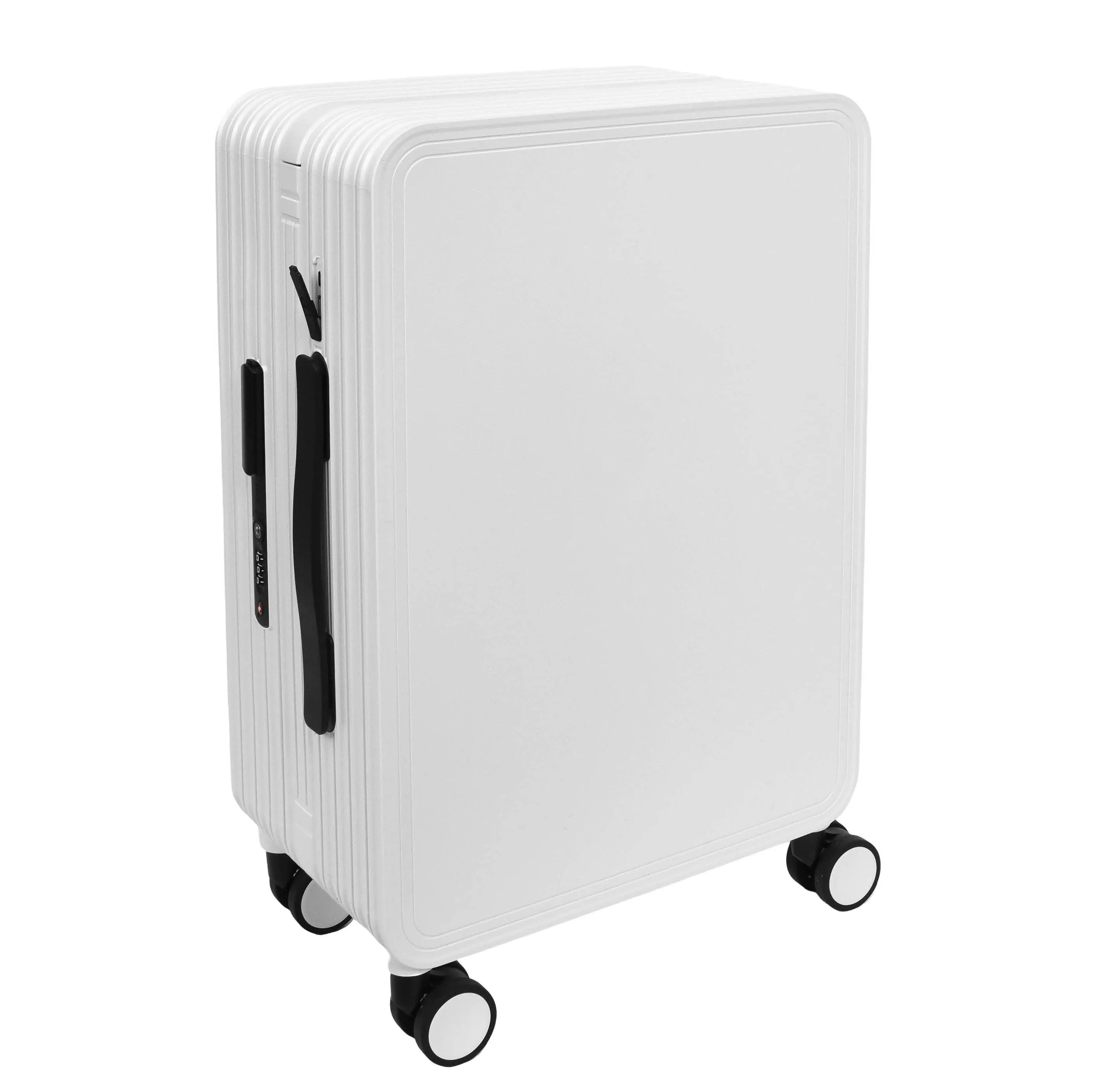 20" Cabin Size USB Port Suitcase Four Wheels Hard Shell Smart Luggage Expedition White