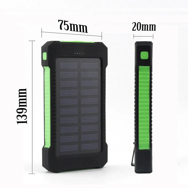 300000mAh Waterproof Portable Solar Charger Dual USB Battery Power Bank Phone