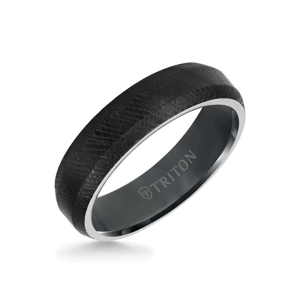 6MM Tungsten Carbide Ring - Florentine Center and Bevel Edge