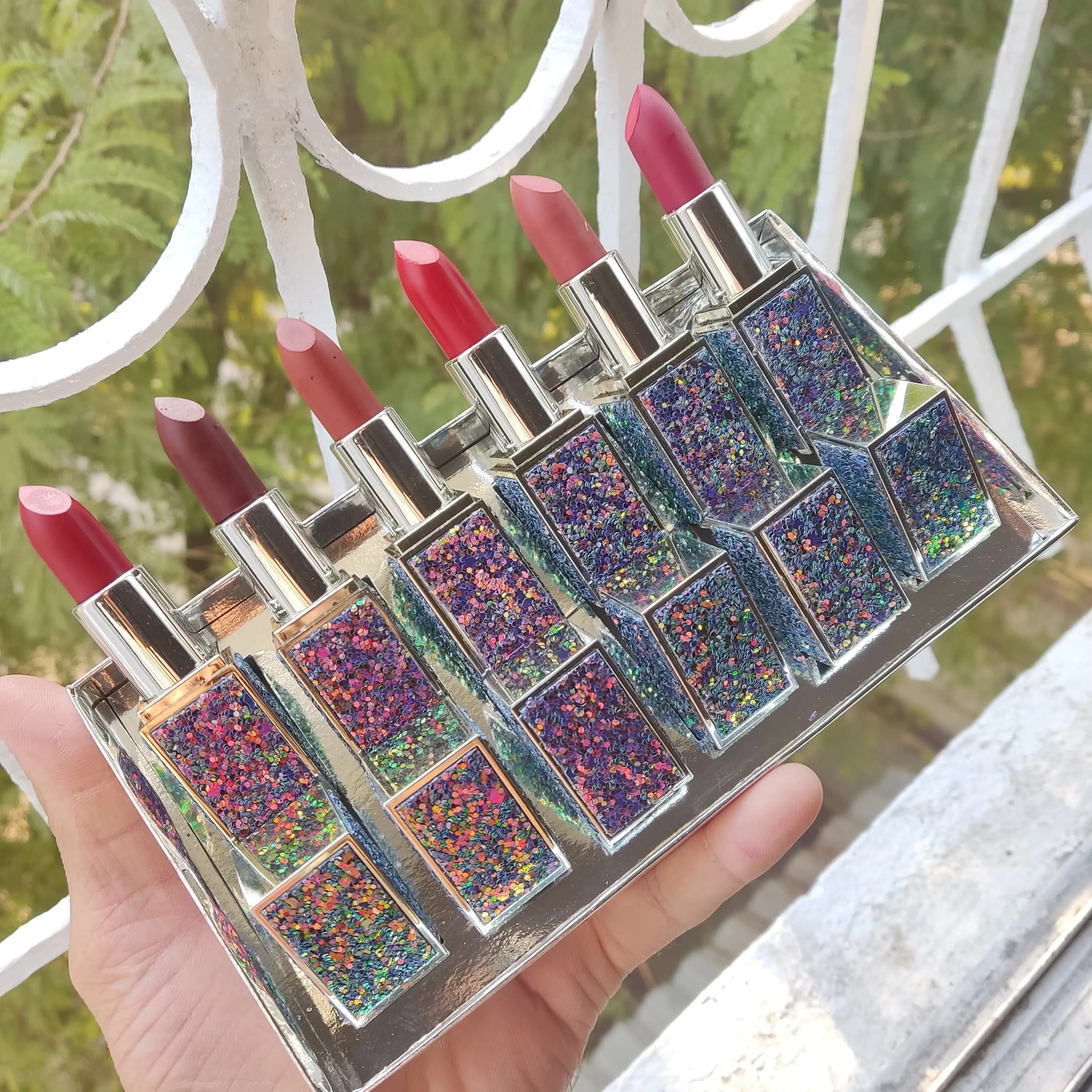 6pcs Glitter Matte Finish Casing Matte Lipstick Set