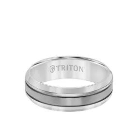 7MM Titanium Ring - Brushed Center and Round Edge