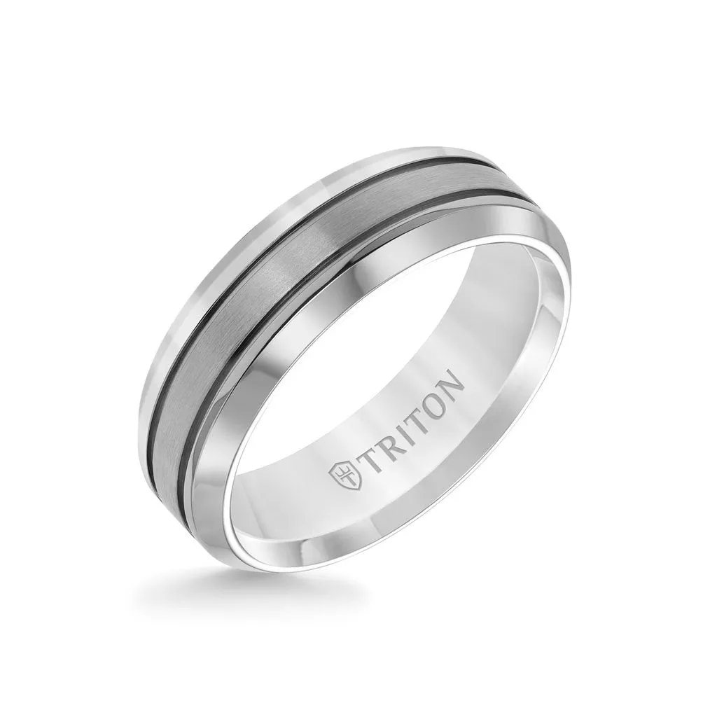 7MM Titanium Ring - Brushed Center and Round Edge