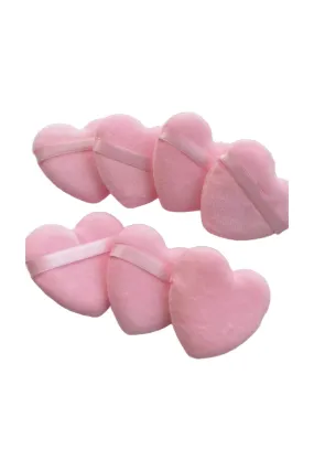 8 Pc Mini Heart Shaped Powder Puff (Pink)