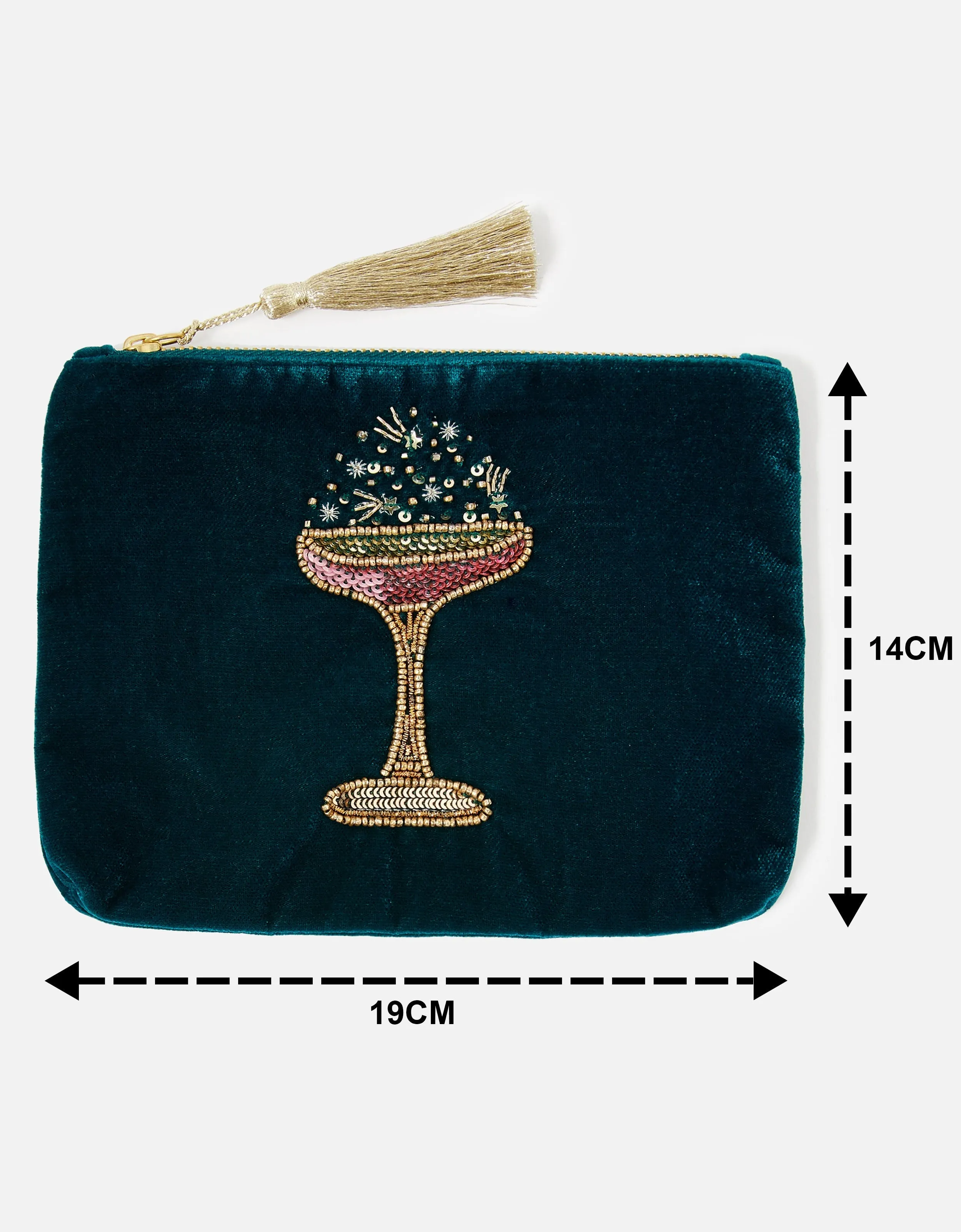 Accessorize London women's Green Velvet Cocktail Pouch wallet