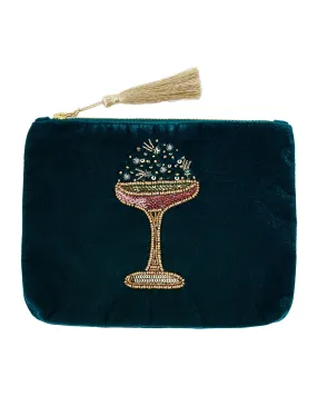 Accessorize London women's Green Velvet Cocktail Pouch wallet