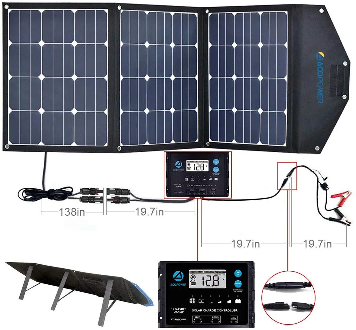 Acopower Foldable Kits Light weight suitcase 120W w/o Controller