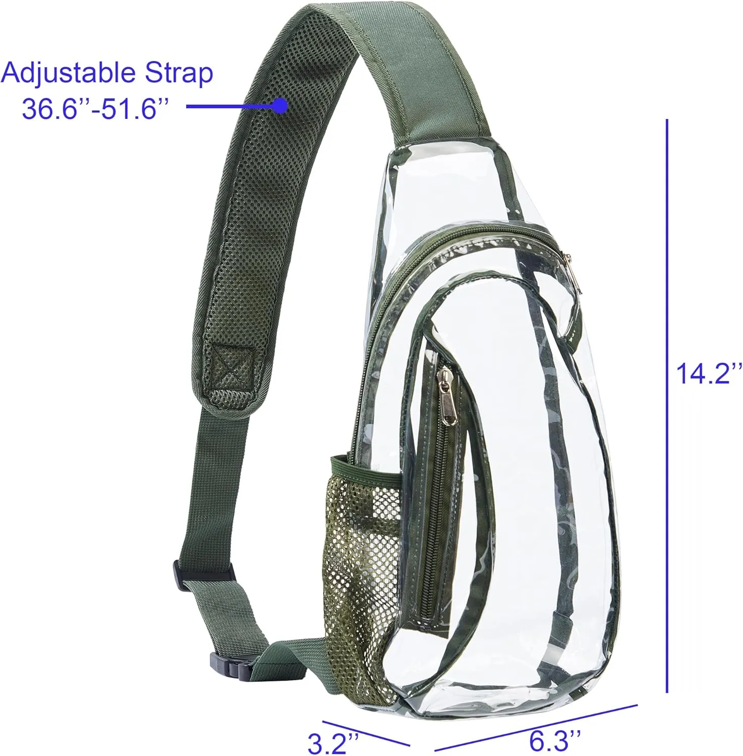 Adjustable Clear Crossbody Black Strap Messenger Bag