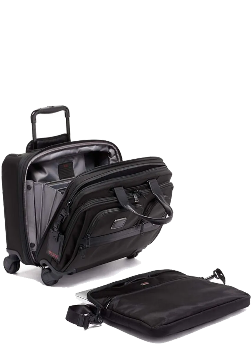 Alpha 3 Deluxe 4 Wheeled Laptop Case Brief -  Black