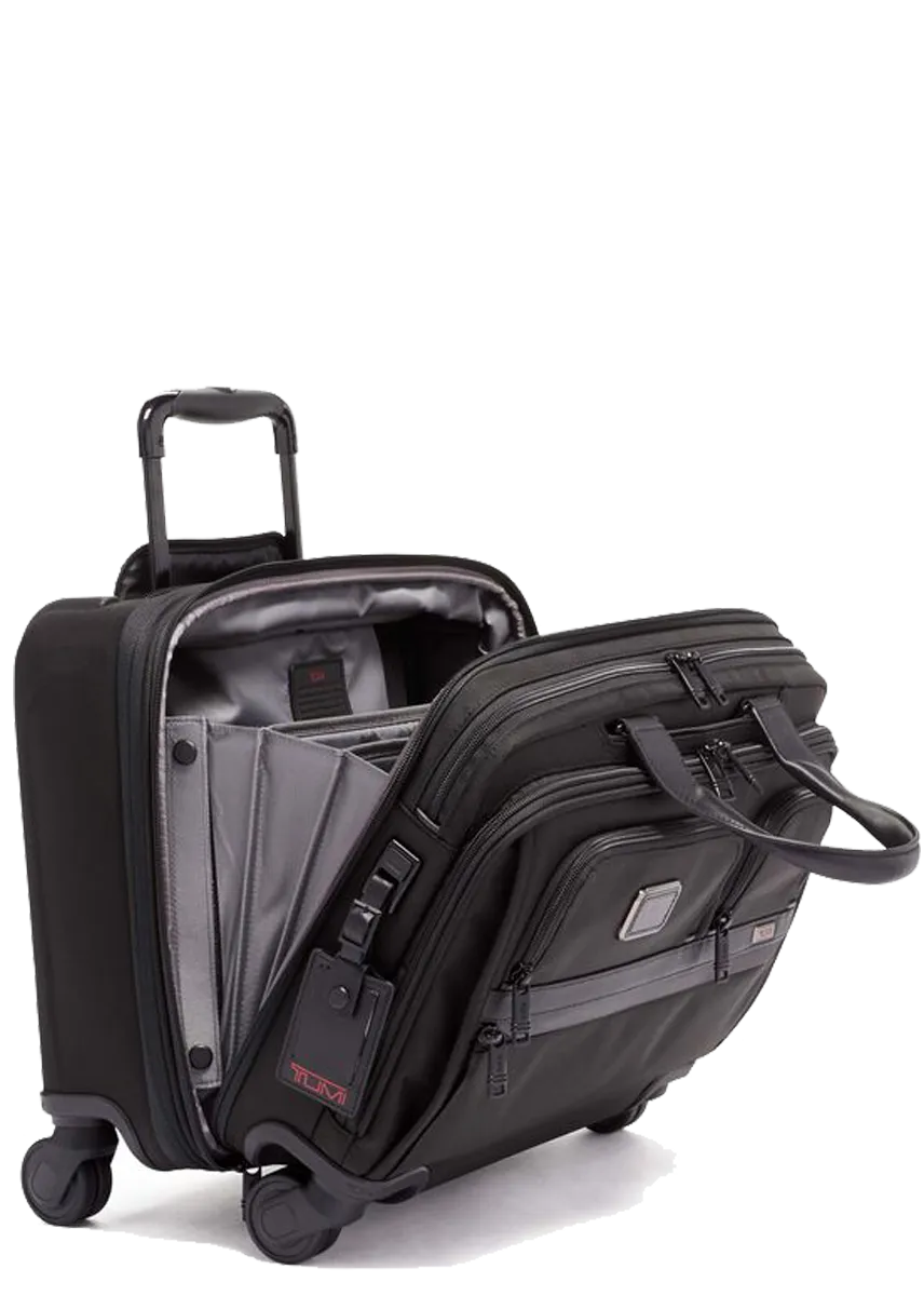 Alpha 3 Deluxe 4 Wheeled Laptop Case Brief -  Black