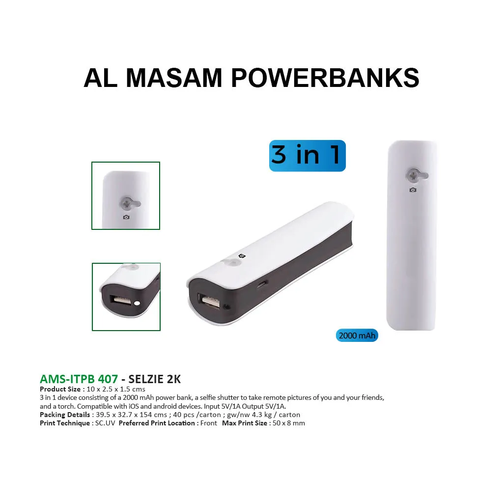 AMS-ITPB 407 - 2000 MAH with Selfie shutter