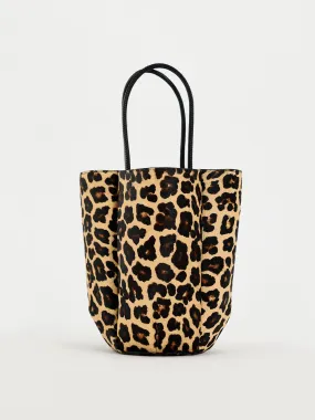 Animal print leather mini bucket bag