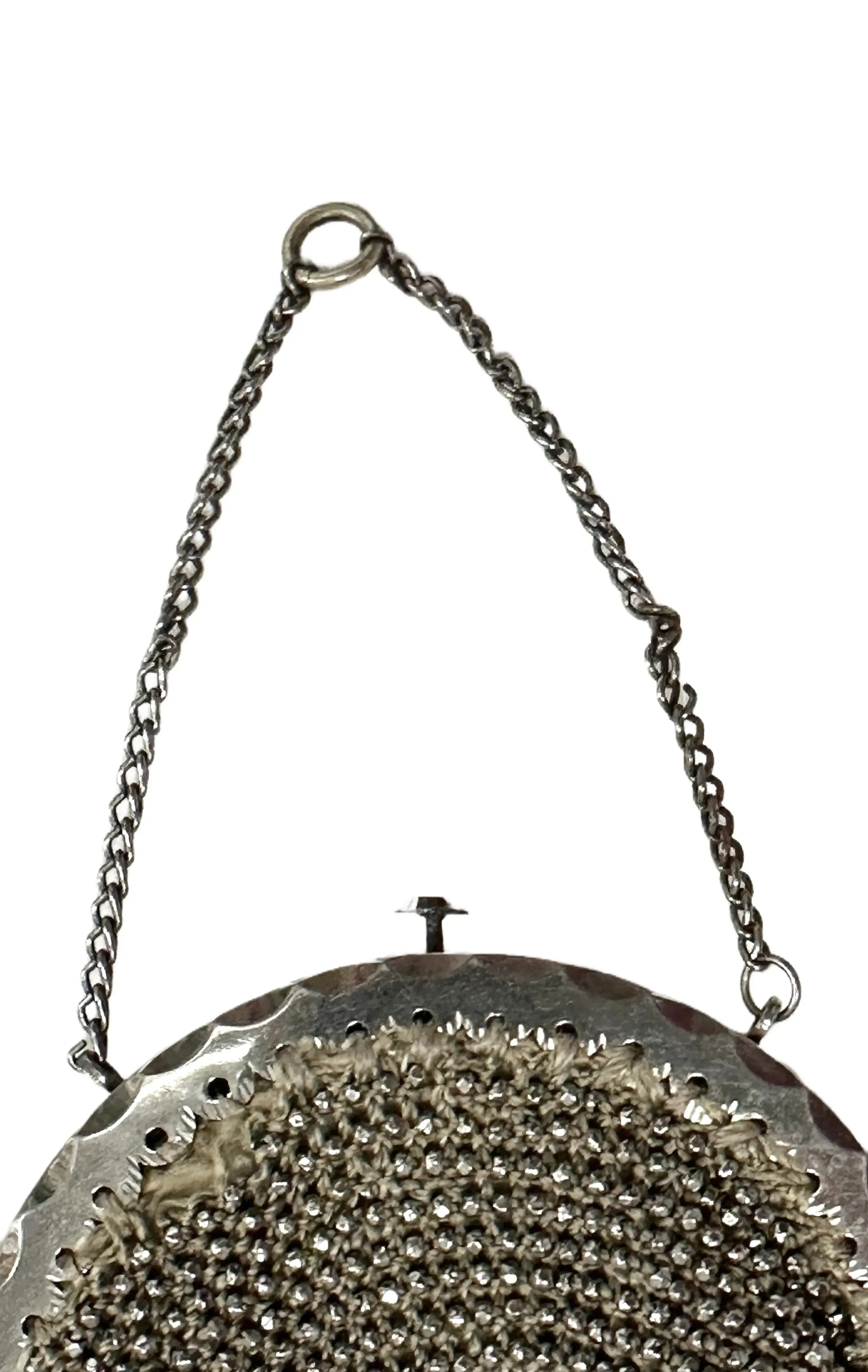 Antique Chatelaine Misers Purse 1870S Silver Cut Steel Beads