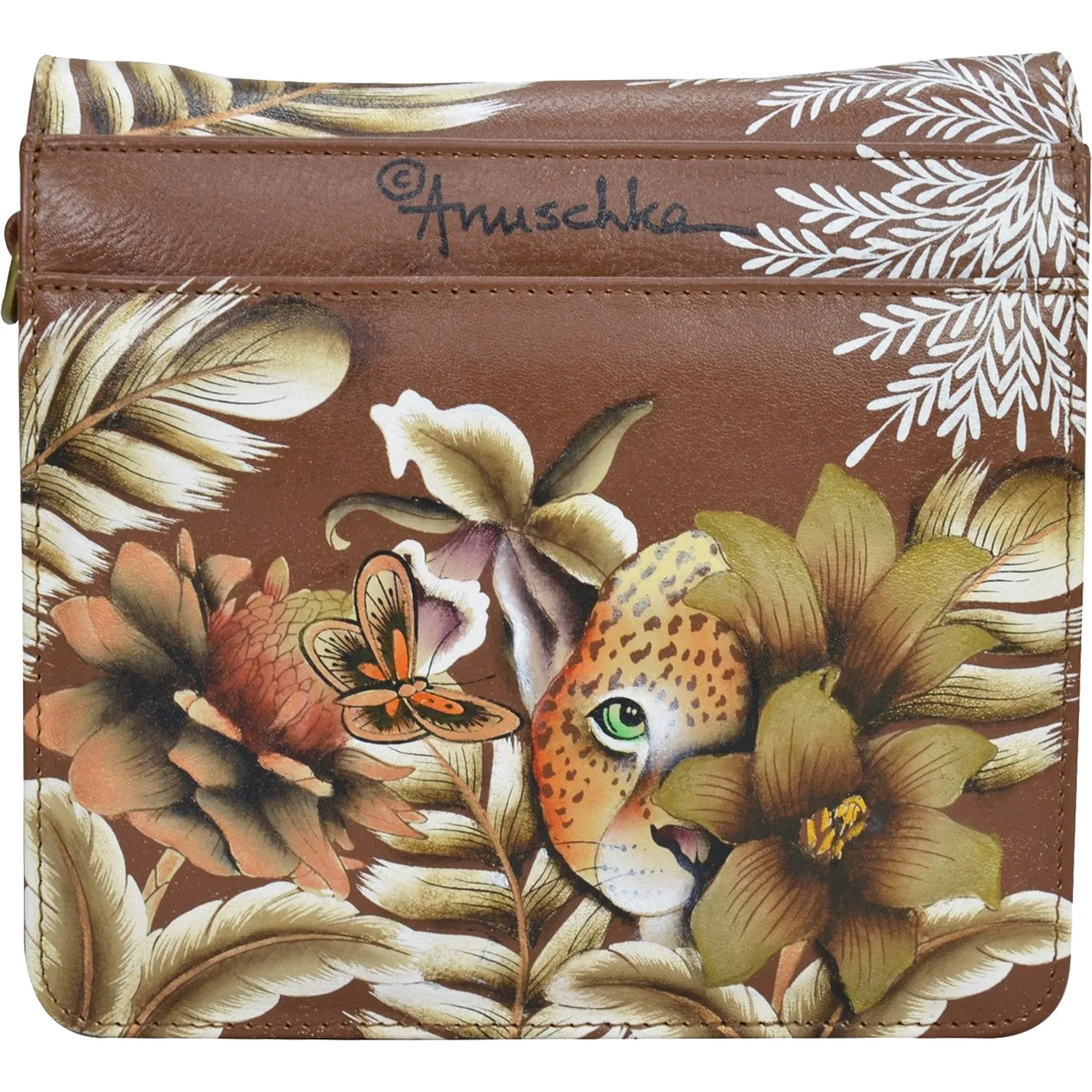 Anuschka Small Messenger Cleopatra's Leopard Tan Leather