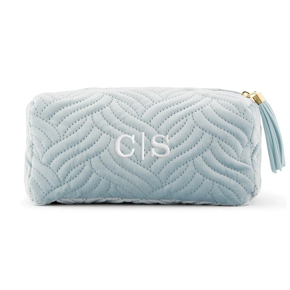 Baby Blue Velvet Makeup Bag