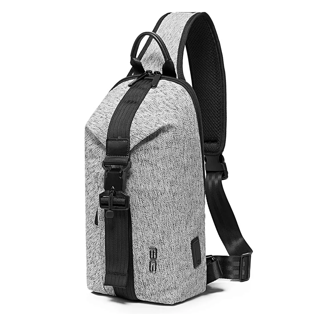 BANGE Anti theft Water Resistant Crossbody Sling bag with USB charging (Grey)