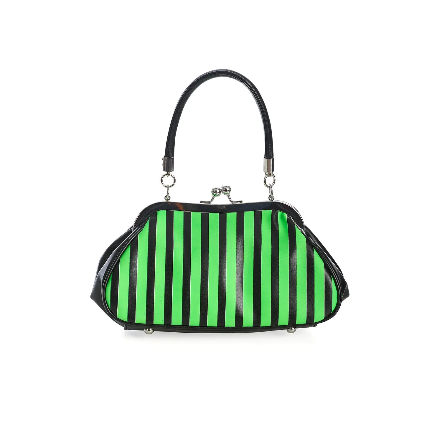 Banned Apparel Night Of Mystery Handbag Green & Black Stripes