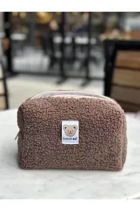 Batekso Brown Teddy Makeup Bag