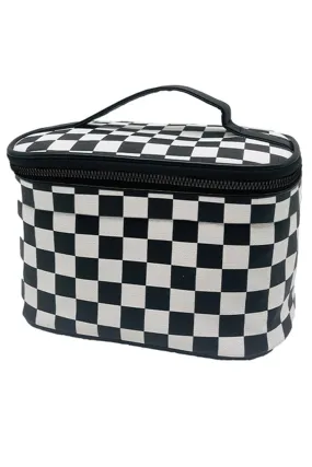 Black Checkered Makeup Bag