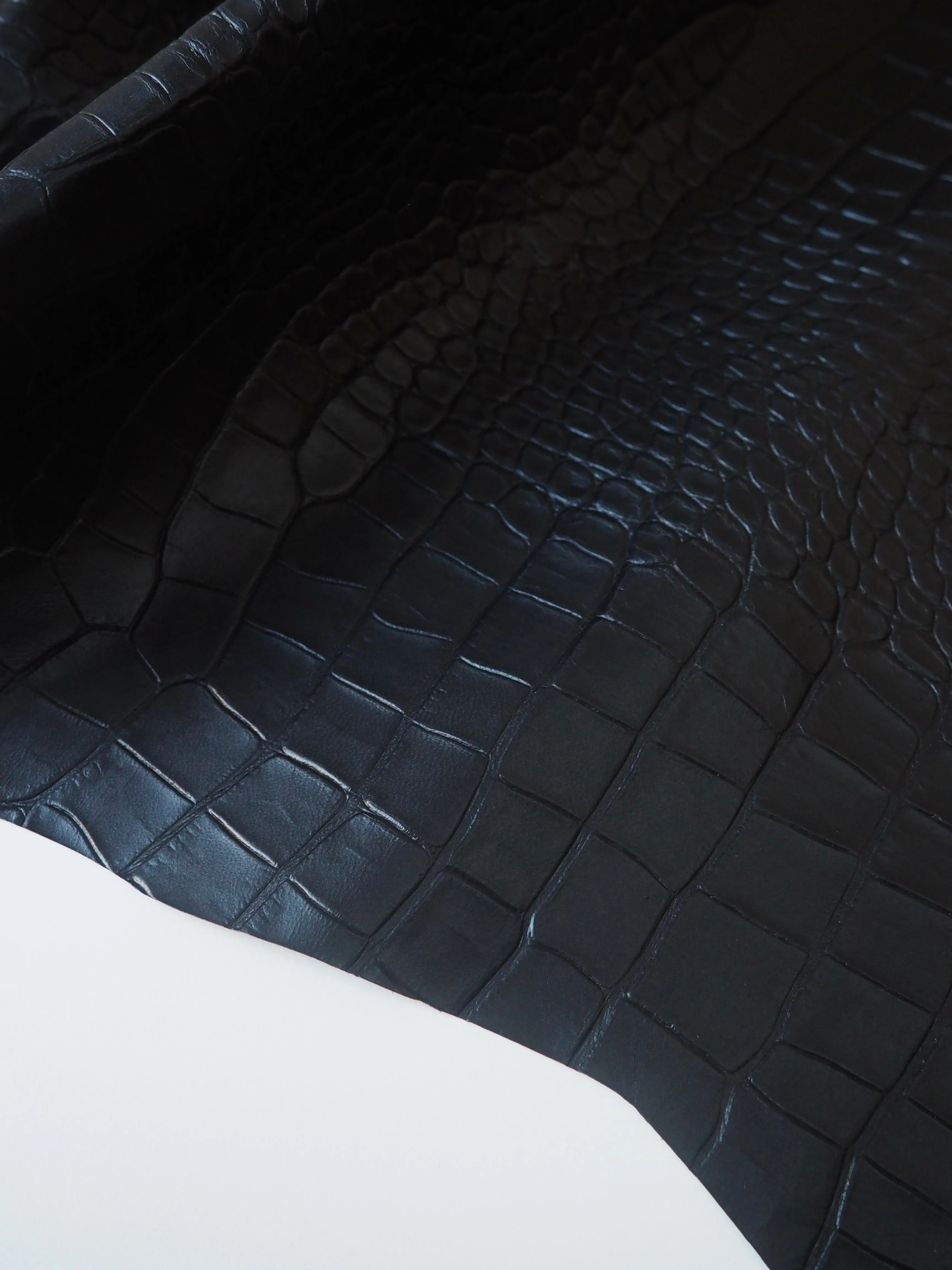 Black Embossed Crocodile Calfskin