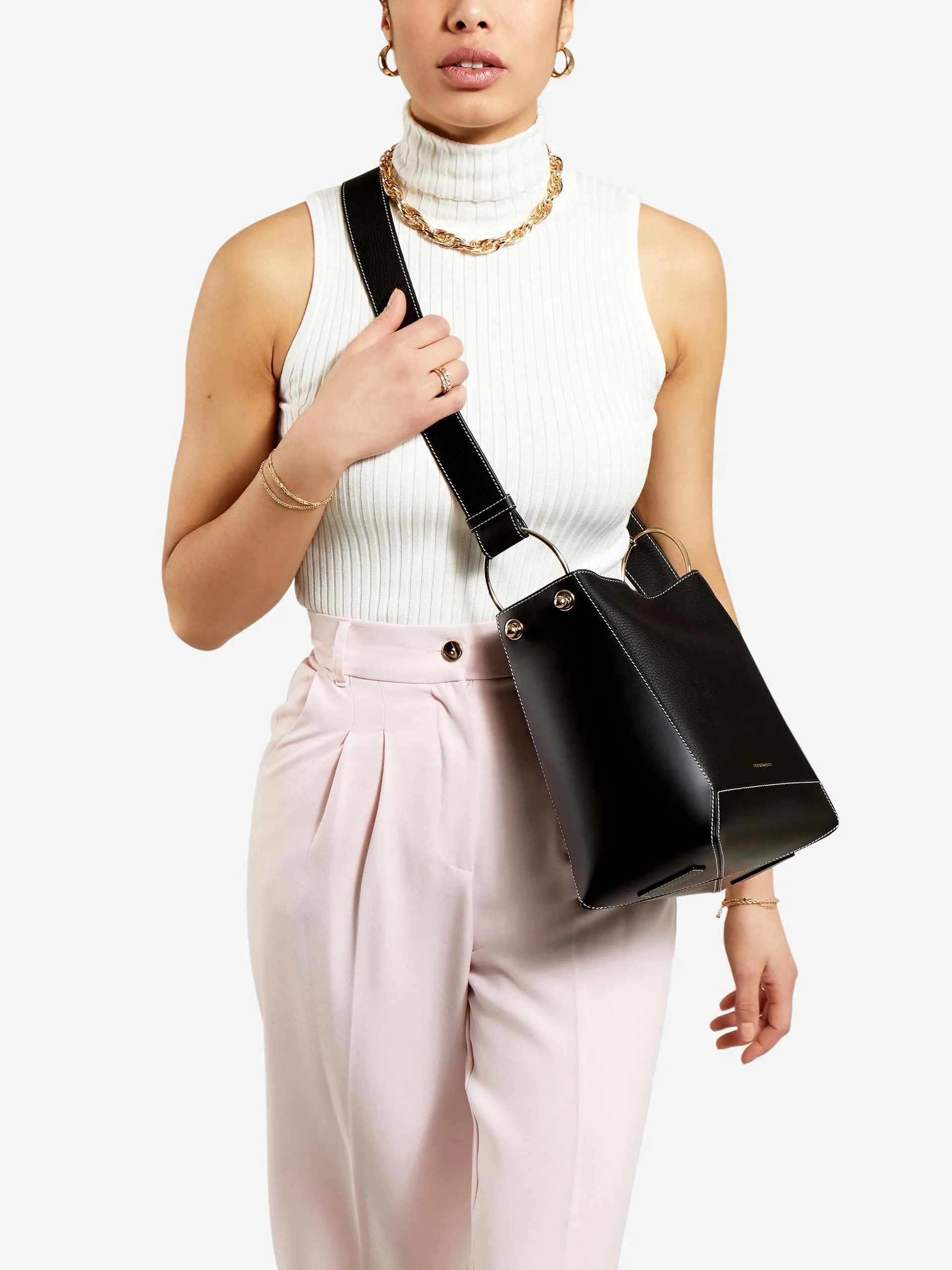 Black Lana Midi bucket bag