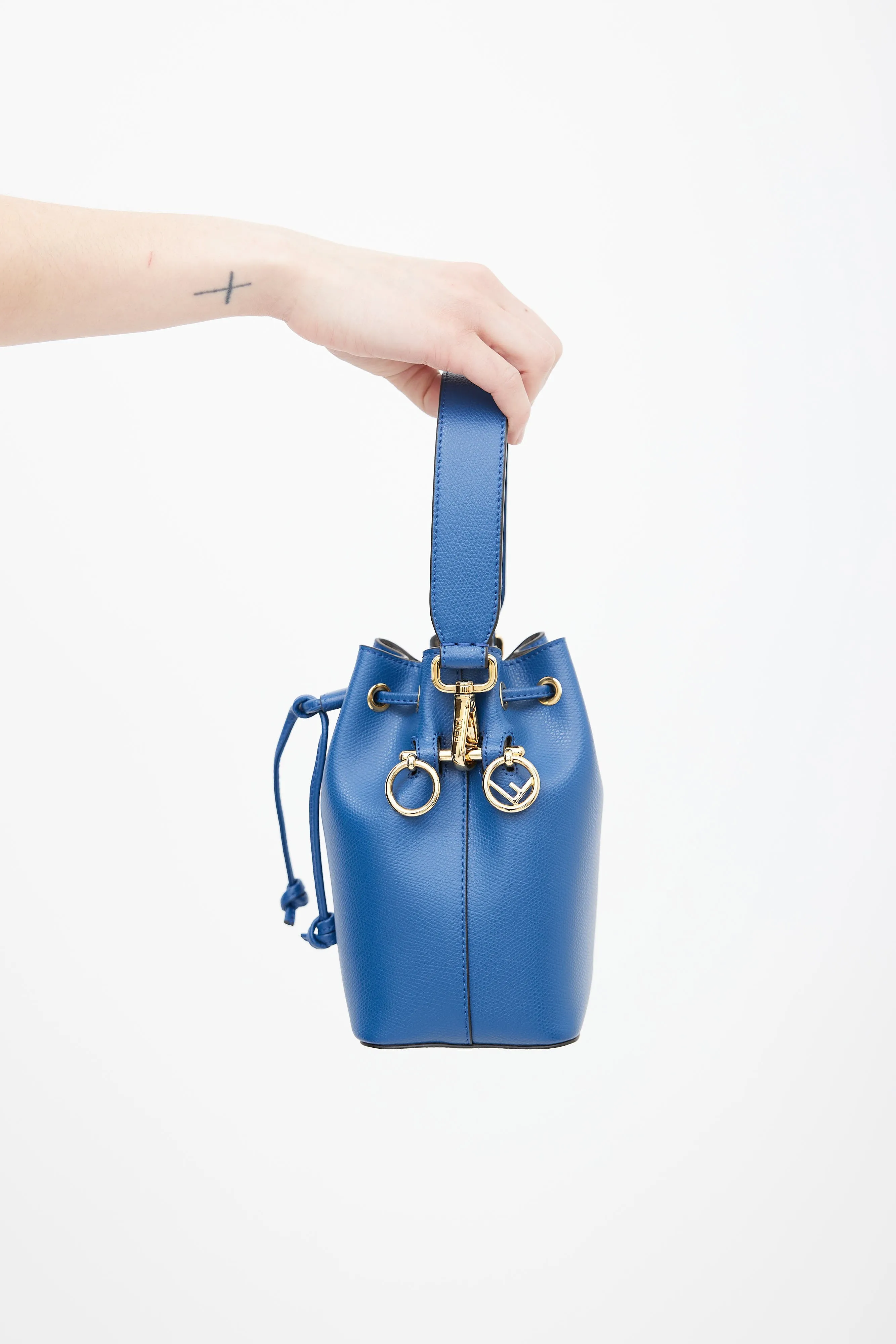 Blue Leather Mon Tresor Bucket Bag