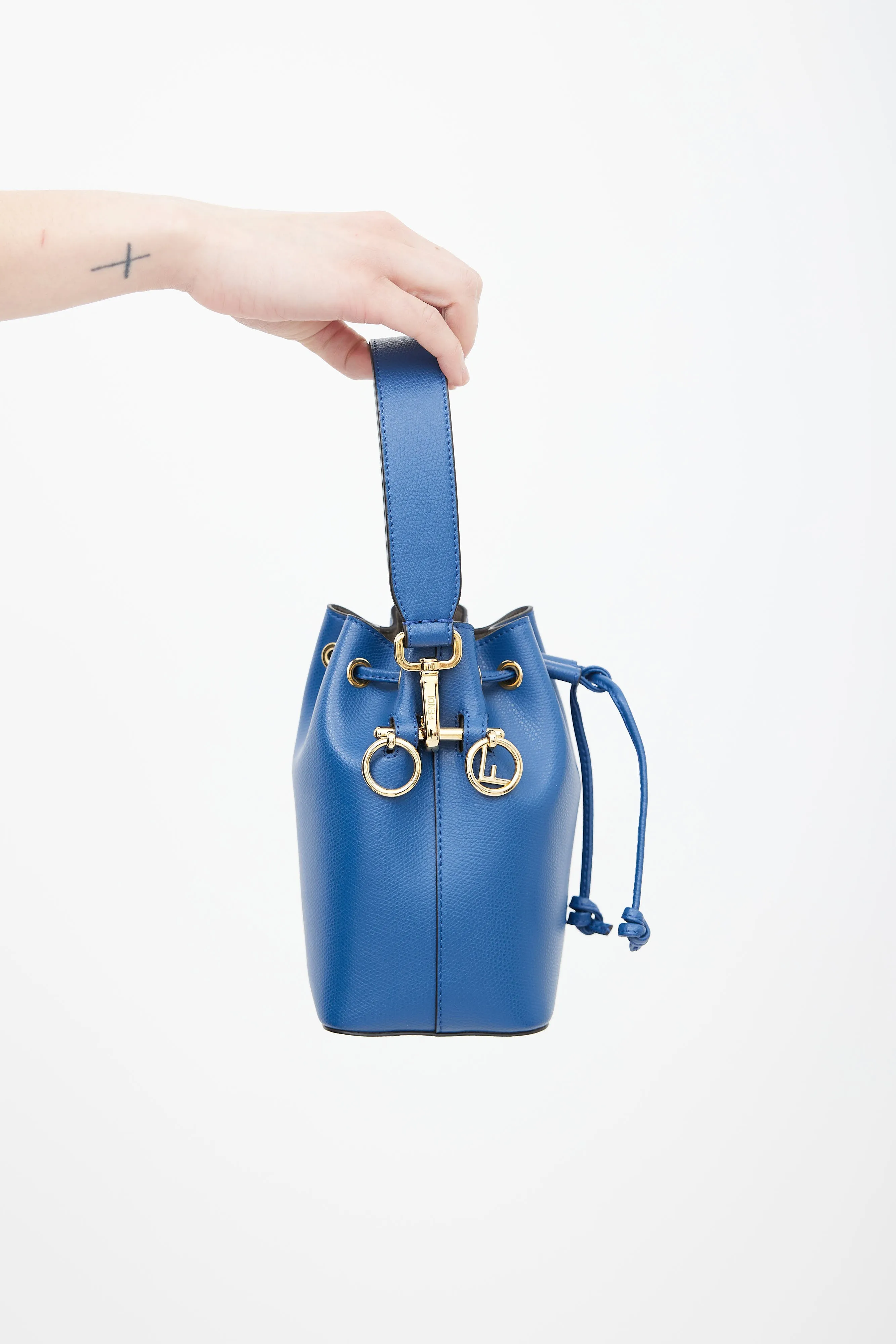 Blue Leather Mon Tresor Bucket Bag