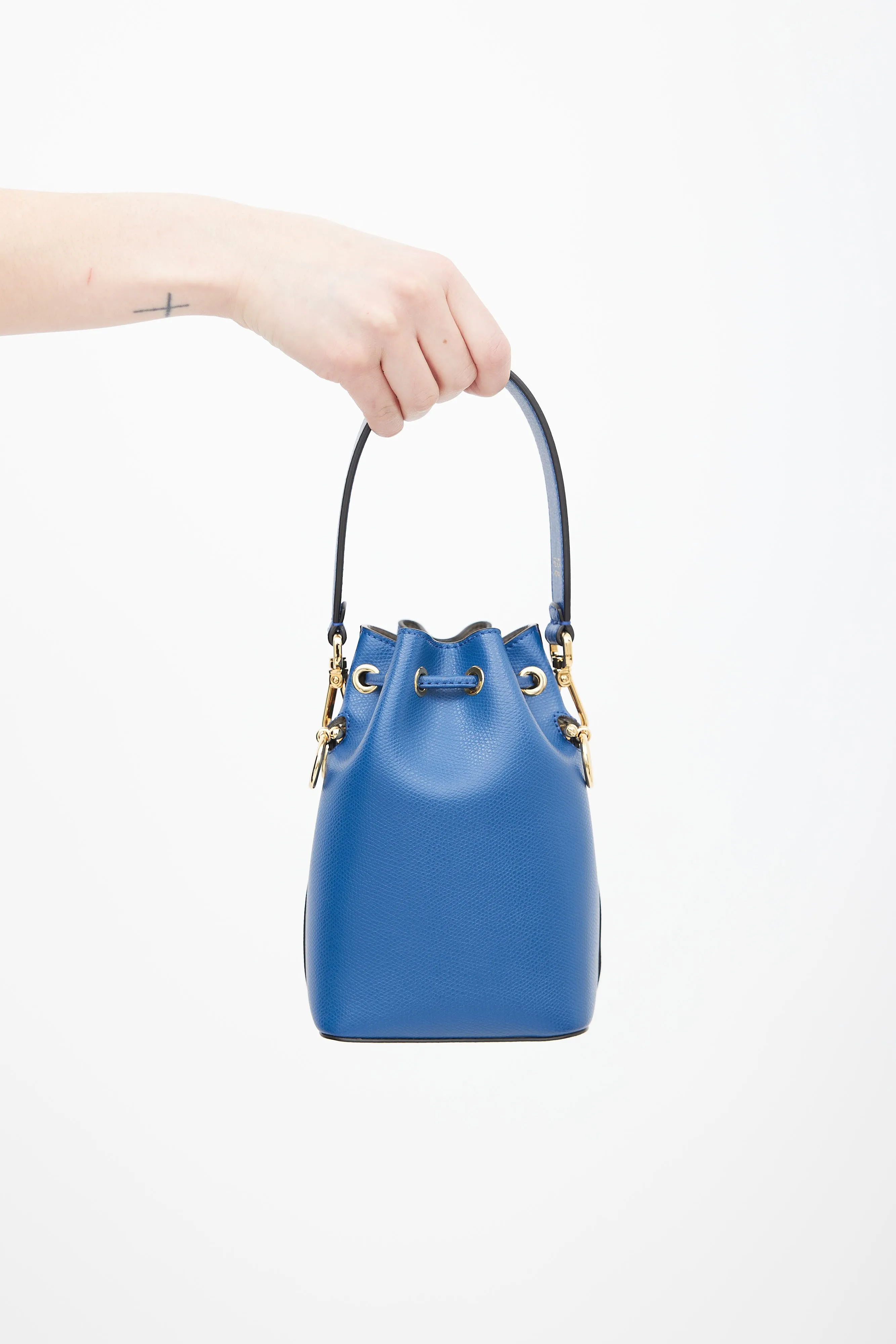 Blue Leather Mon Tresor Bucket Bag