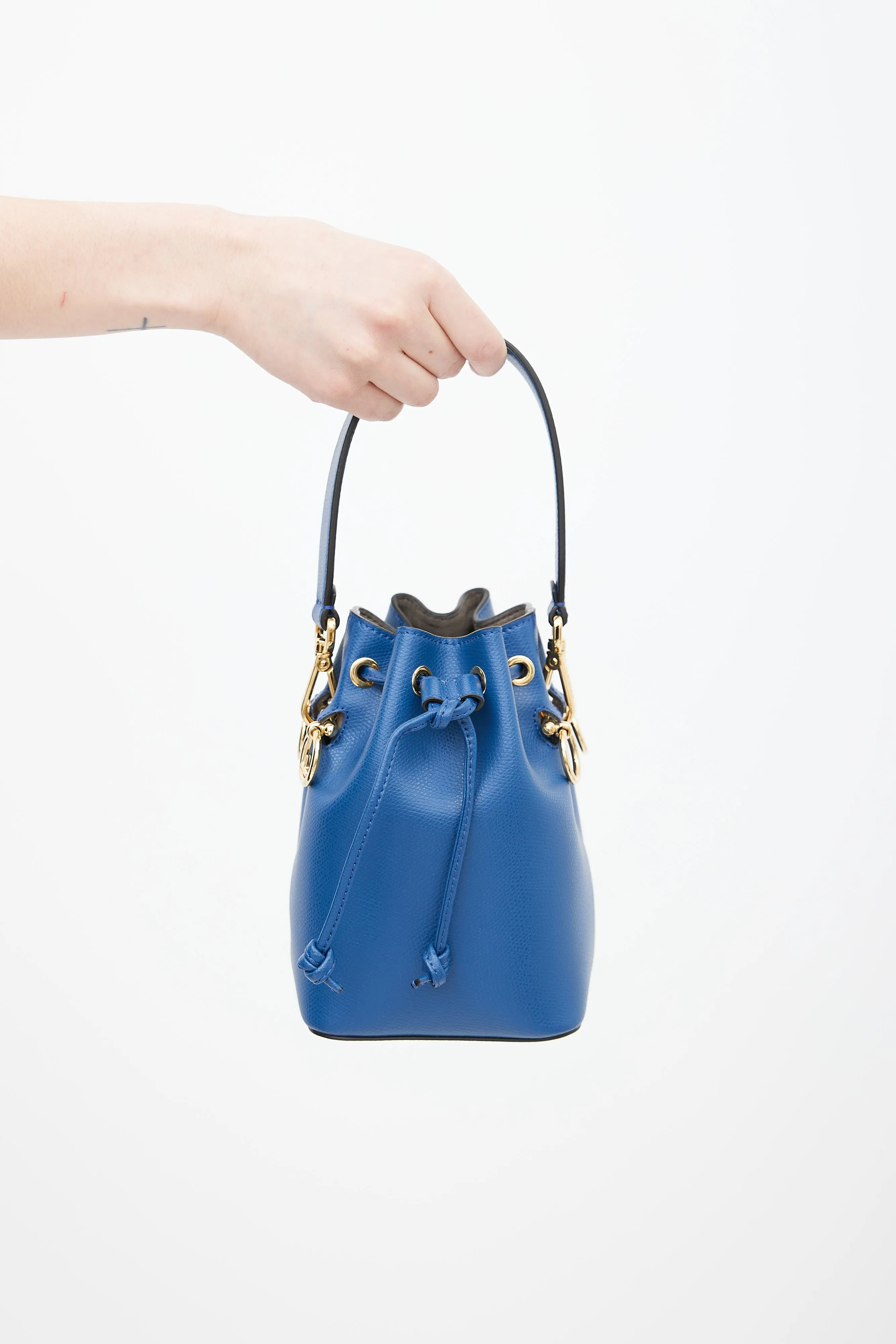 Blue Leather Mon Tresor Bucket Bag