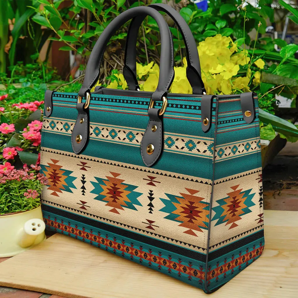 Blue Native Pattern Leather Bag WCS