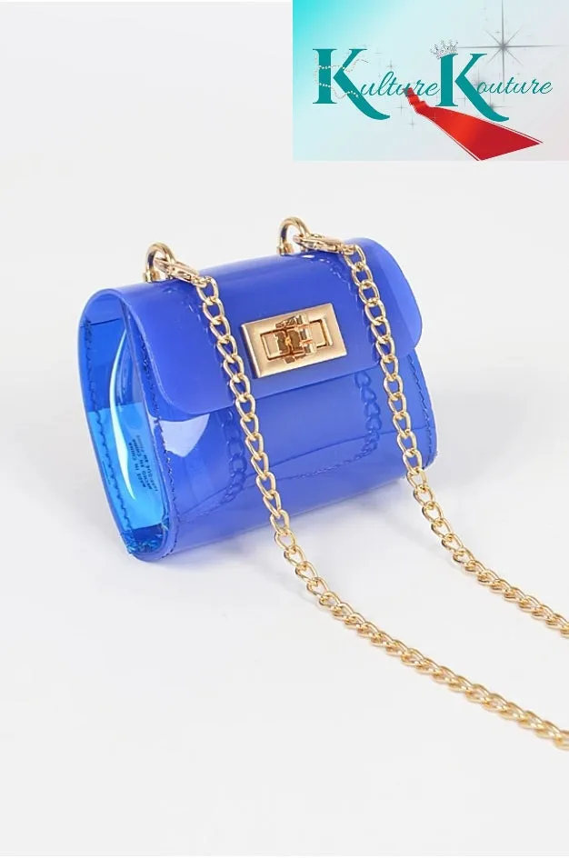 Blue Nip and Gold Chain Purse