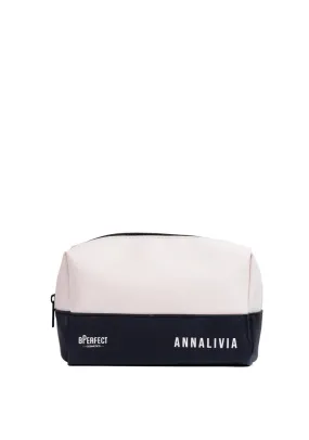 bPerfect x Annalivia Cream and Black Travel Makeup Bag