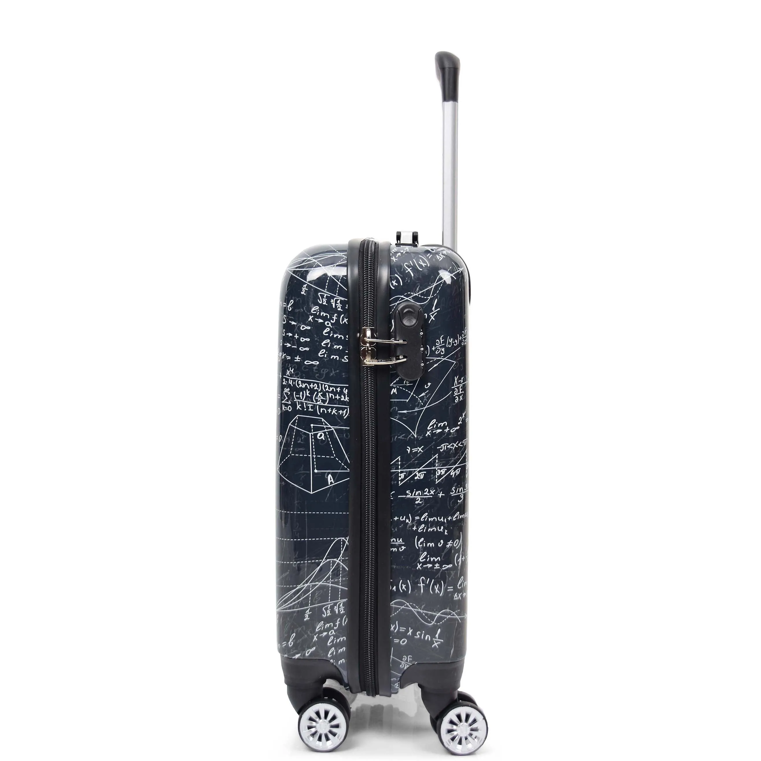 Cabin Size Four Wheel Suitcase Hard Shell Luggage Maths Print