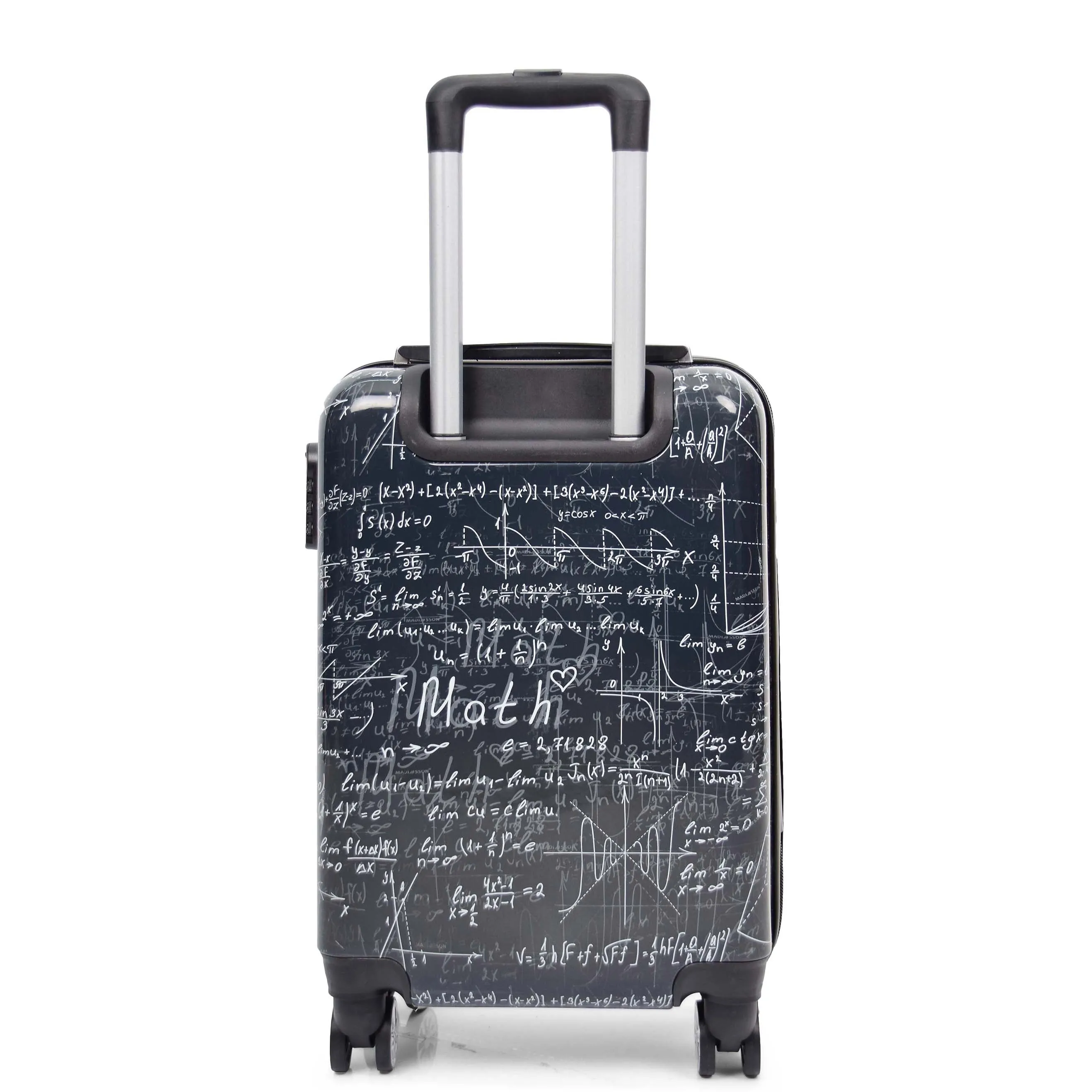 Cabin Size Four Wheel Suitcase Hard Shell Luggage Maths Print