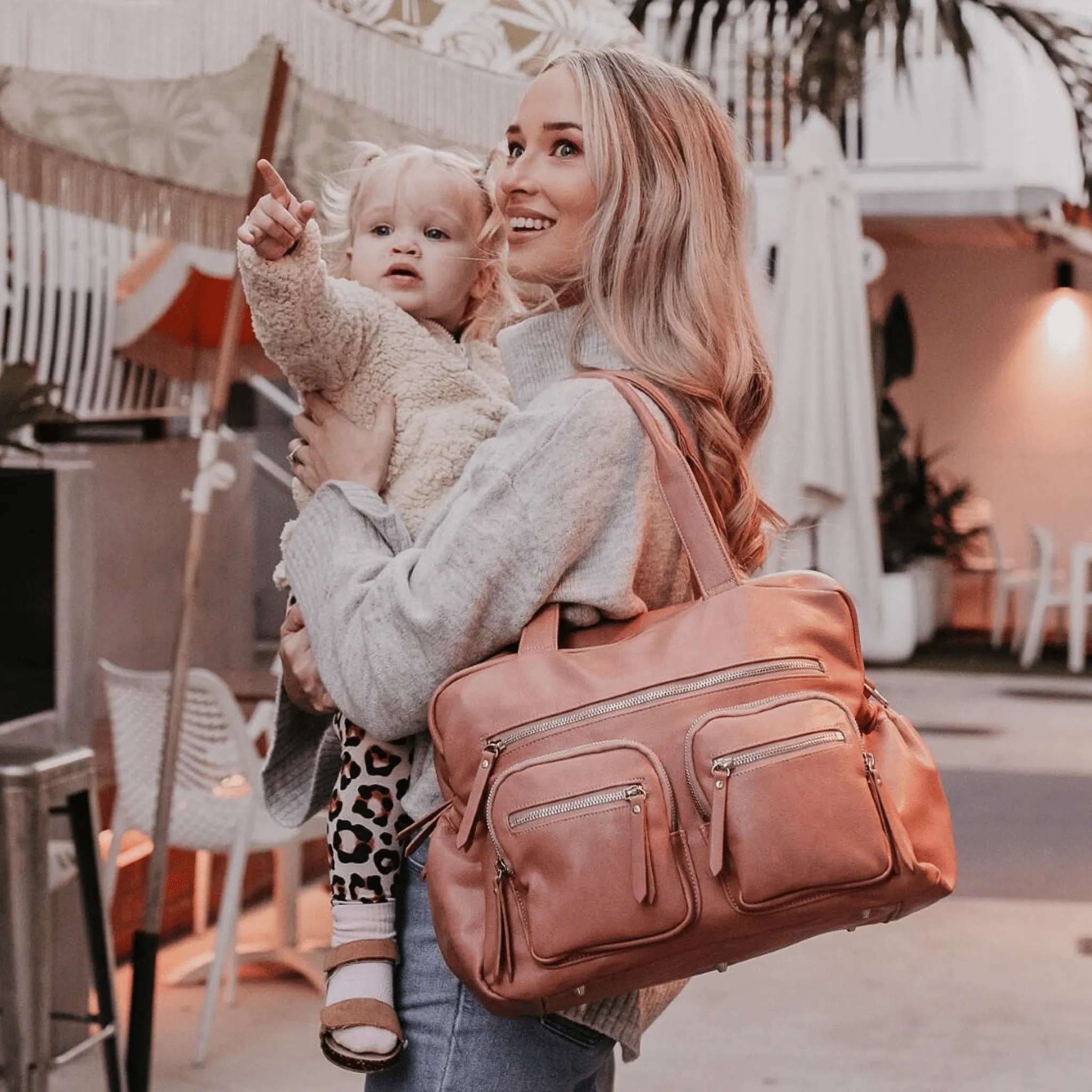 Carry All Nappy Bag - Dusty Rose Vegan Leather