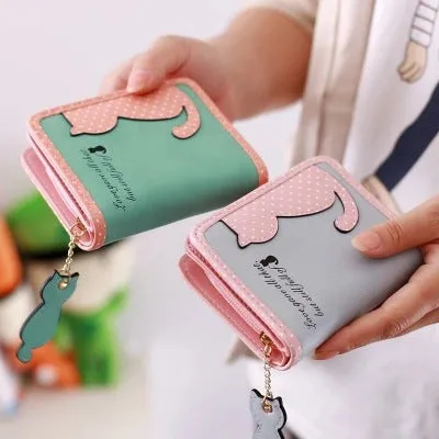 cartoon short wallet female Korean version lovely girl child vertical zipper position Purse