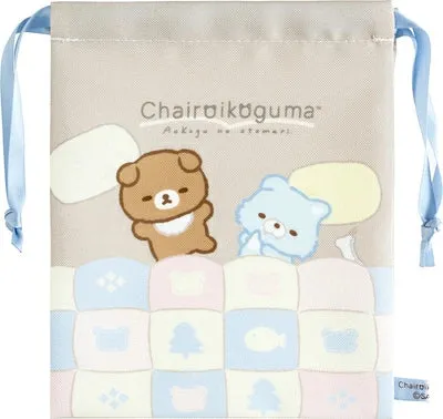 Chairoikoguma "Aokogu & Chairoikoguma's Sleepover" Drawstring Bag