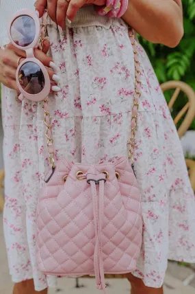 Champagne Craving Quilted Faux Leather Crossbody In Blush