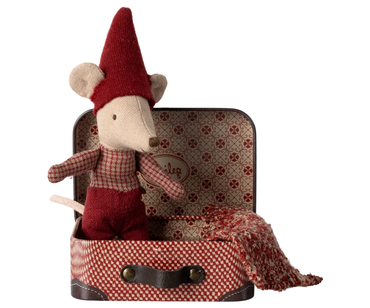 Christmas Mouse, Baby in Suitcase