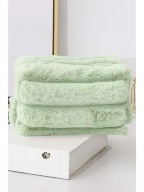 Clearly Aqua Solid Plush Zipper Square Makeup Bag