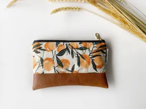 Coin purse in peach print