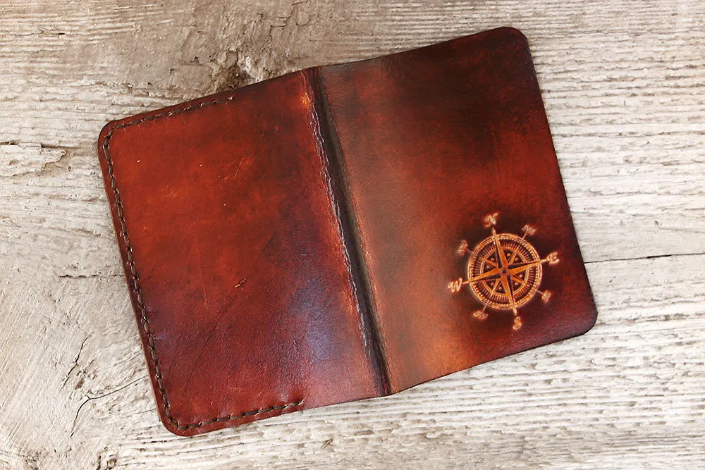 Compass Leather Passport Cover