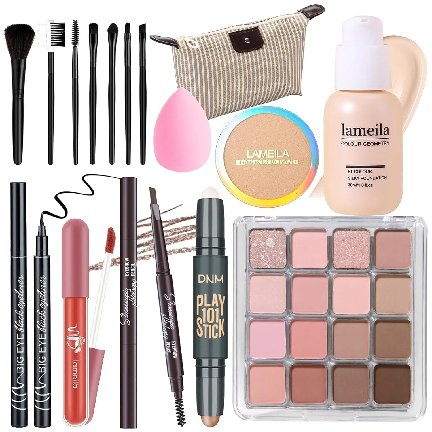 Complete Makeup Kit for Women & Teens - Eyeshadow, Foundation, Blusher & More in Chic Bag!