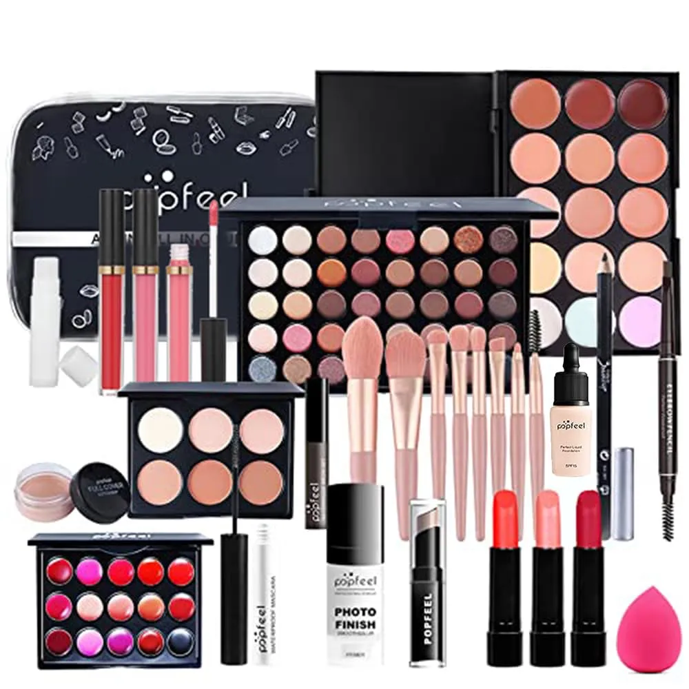 Complete Women's Makeup Collection: Brush Set, Eyeshadow Palette, Lip Gloss, Mascara & More!