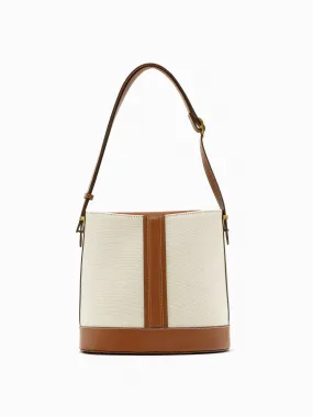 Contrast bucket bag